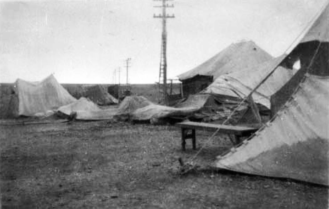 Tents blown down